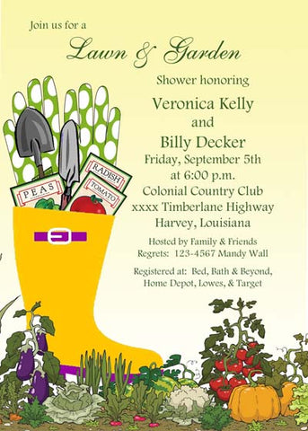 GARDEN BOOT CUSTOM INVITATION