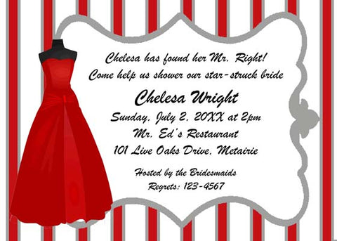 RED FORMAL GOWN CUSTOM INVITATION