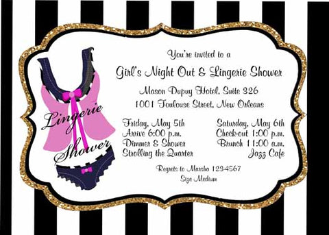 BLACK AND PINK LINGERIE CUSTOM INVITATION