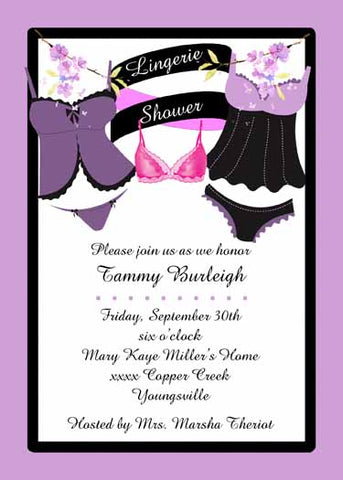 GIRLY LINGERIE CUSTOM INVITATION
