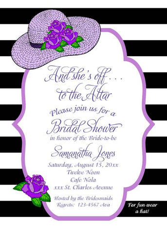 STRAW HAT AND ROSES CUSTOM INVITATION