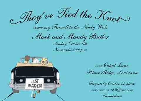 CONVERTIBLE WITH BRIDE & GROOM CUSTOM INVITATION