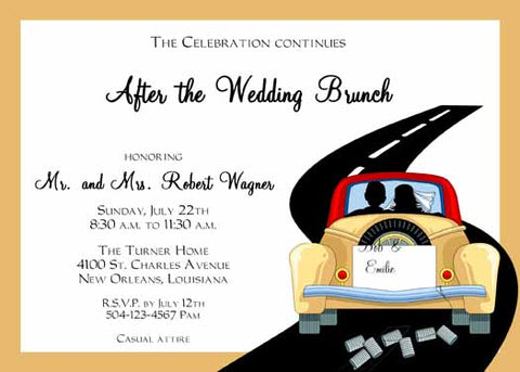 BRIDAL COUPLE IN CAR CUSTOM INVITATION