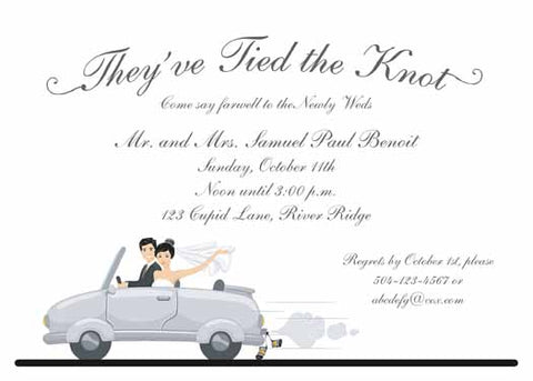 GET AWAY CAR AND COUPLE CUSTOM INVITATION
