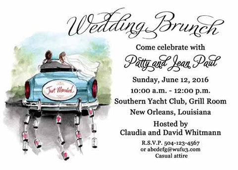 WATERCOLOR GET AWAY CAR CUSTOM INVITATION