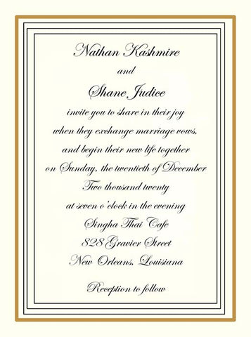 TRADITIONAL TRIPLE LINES CUSTOM INVITATION