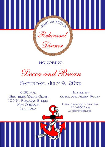 NAUTICAL ANCHORS CUSTOM INVITATION
