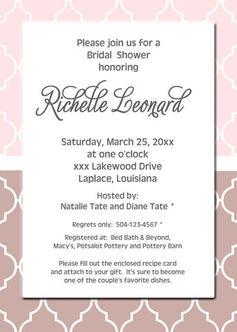 TWO-TONE DECORATIVE QUAD BACKGROUND CUSTOM INVITATION