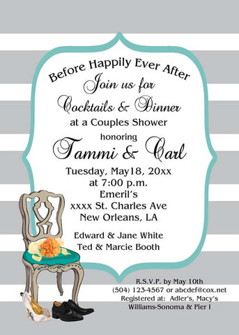 WEDDING CHAIR AND BOUQUET BACKGROUND CUSTOM INVITATION