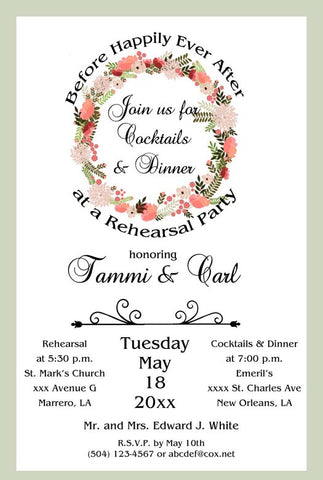 SPRING FLORAL WREATH CUSTOM INVITATION