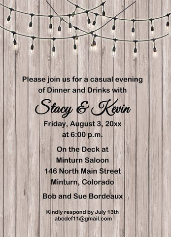 FENCE BOARDS AND TWINKLE LIGHTS CUSTOM INVITATION