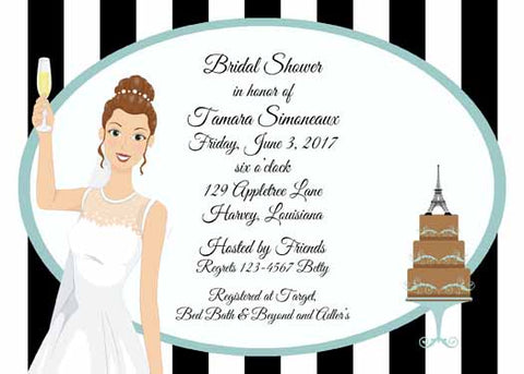 BRIDE WITH PARISIAN THEME CUSTOM INVITATION