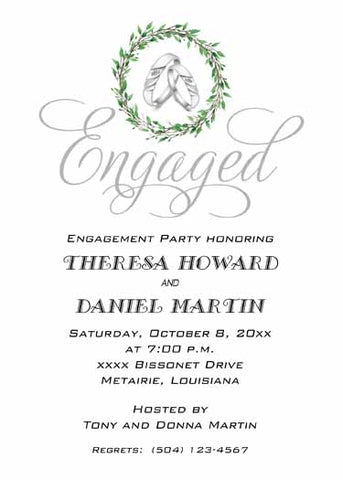 SILVER RINGS WITH GREENERY THEME CUSTOM INVITATION