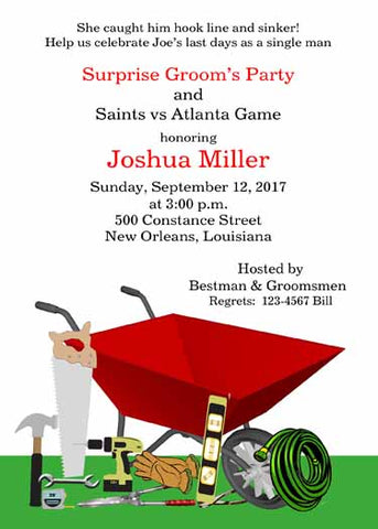 WHEEL BARROW AND TOOLS CUSTOM INVITATION