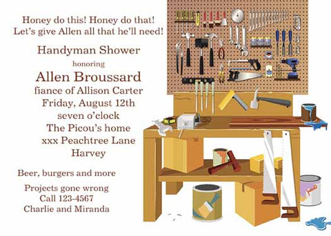 WORK BENCH AND TOOLS CUSTOM INVITATION