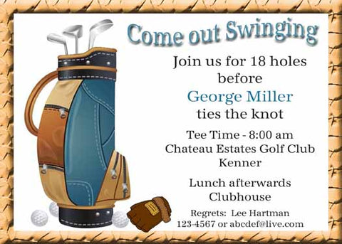 GOLF BAG CUSTOM INVITATION