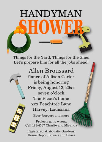 HANDYMAN SHOWER CUSTOM INVITATION