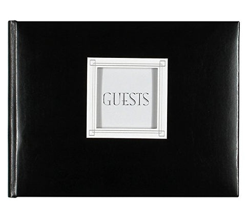 CUSTOMIZABLE BLACK LEATHER GUEST BOOK