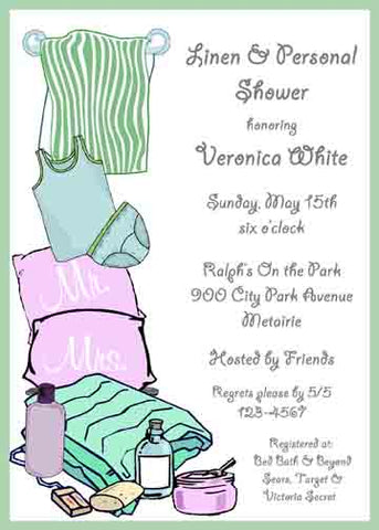 LINENS AND PERSONAL CUSTOM INVITATION