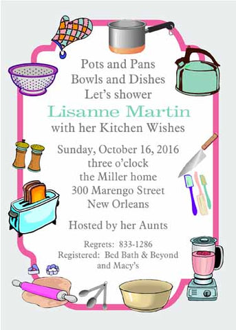 KITCHEN DISHES AND APPLIANCES CUSTOM INVITATION