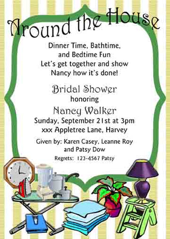 AROUND THE HOUSE STRIPES CUSTOM INVITATION