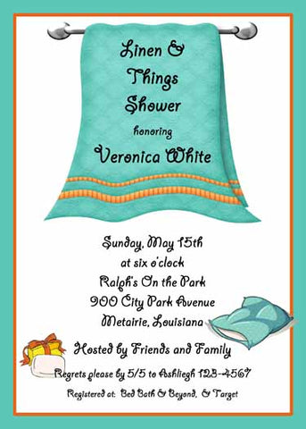 TOWELS ON A BAR CUSTOM INVITATION