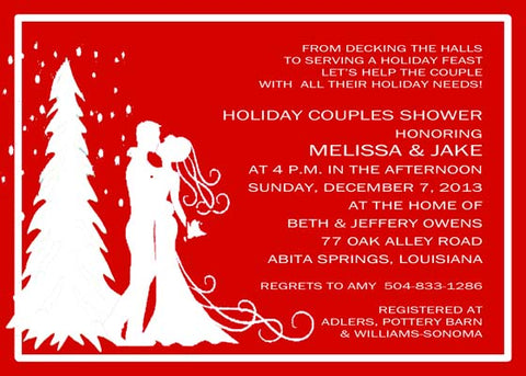 SILHOUETTE WEDDING COUPLE AND TREE CUSTOM INVITATION