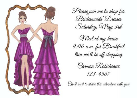 BRIDESMAID SELECTING THE DRESS CUSTOM INVITATION