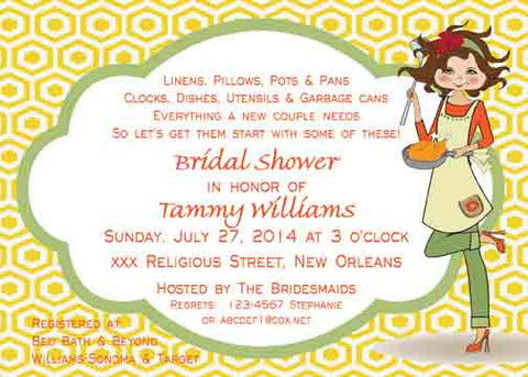 KITCHEN BRIDE CUSTOM INVITATION