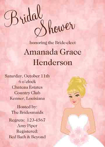 BRIDE'S HEAD SHOT CUSTOM INVITATION