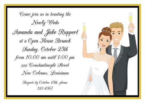 WEDDING COUPLE TOASTING CUSTOM INVITATION