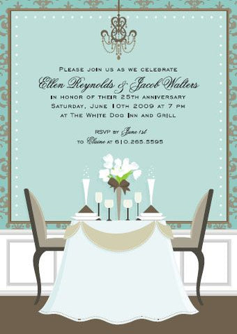 AQUA DINNER TABLE - BLANK STOCK INVITATION