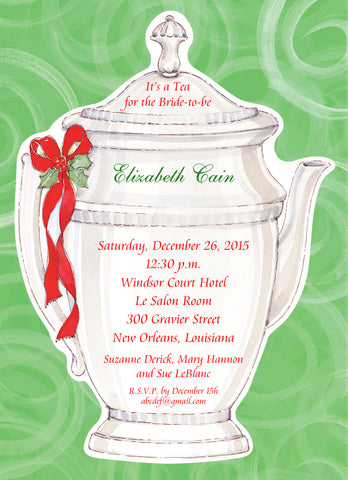 HOLLY TEAPOT - BLANK STOCK INVITATION