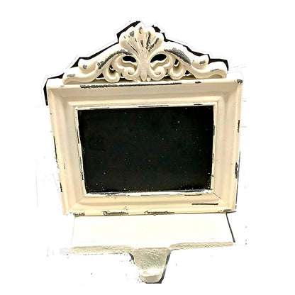 WHITE SLIGHTLY STRESSED CHALKBOARD STOCKING HOLDER