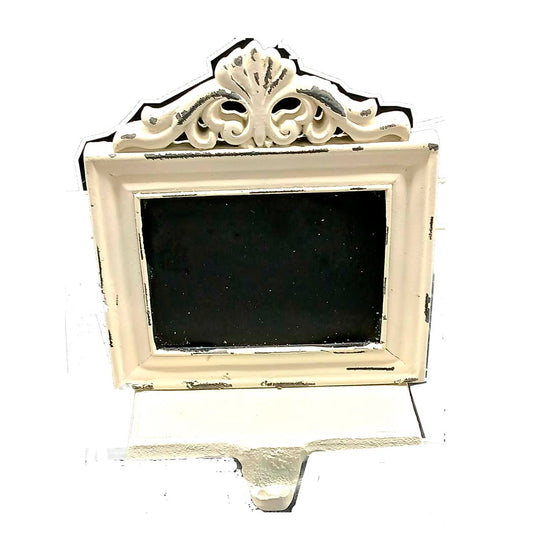 WHITE SLIGHTLY STRESSED CHALKBOARD STOCKING HOLDER