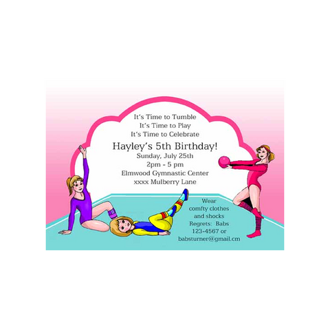 3 GYMNASTIC GIRLS CUSTOM INVITATION