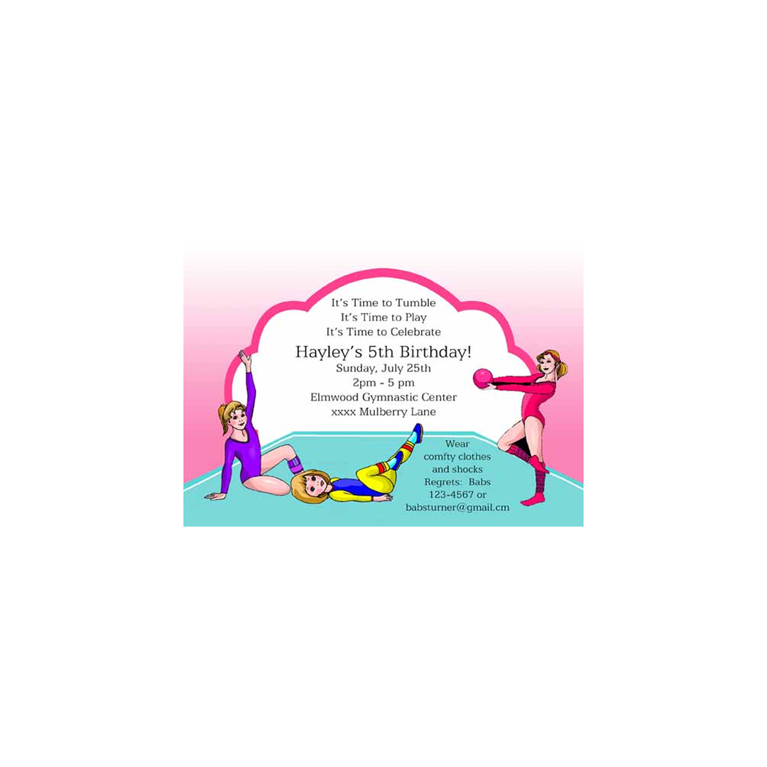 3 GYMNASTIC GIRLS CUSTOM INVITATION