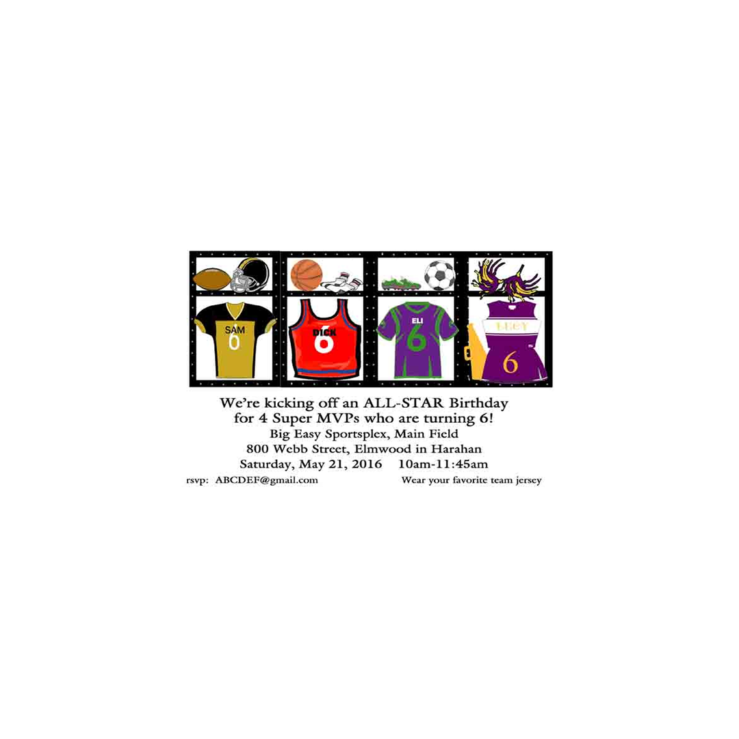 4 LOCKERS MIXED SPORTS CUSTOM INVITATION