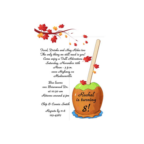 A CANDY APPLE BIRTHDAY CUSTOM INVITATION