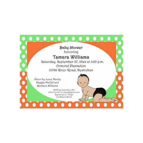 AFRO-AMERICAN CRAWLING BABY BOY CUSTOM INVITATION