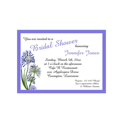 AGAPANTHUS FLOWERS CUSTOM INVITATION