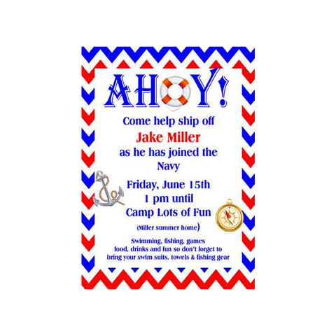 AHOY CHEVRON CUSTOM INVITATION