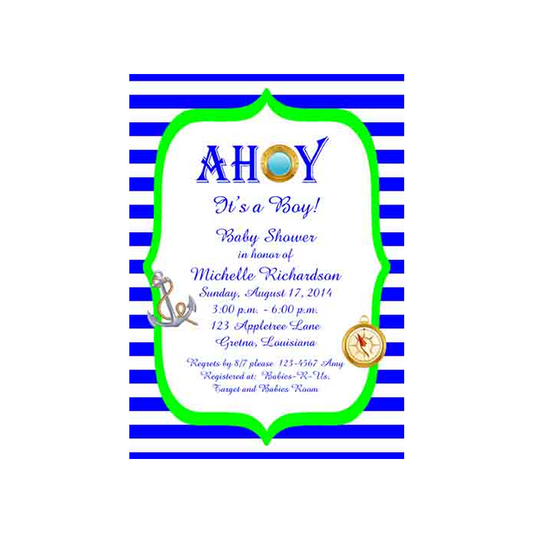 AHOY STRIPES CUSTOM INVITATION