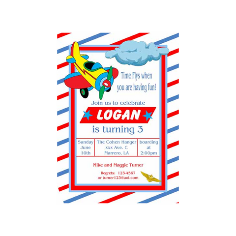 AIRPLANE FLYING HIGH CUSTOM INVITATION