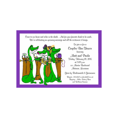 ALLIGATORS AT THE BAR CUSTOM INVITATION