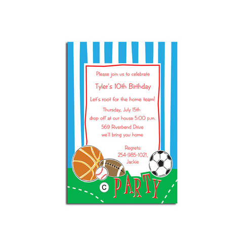 ALL SPORTS PARTY - BLANK STOCK INVITATION