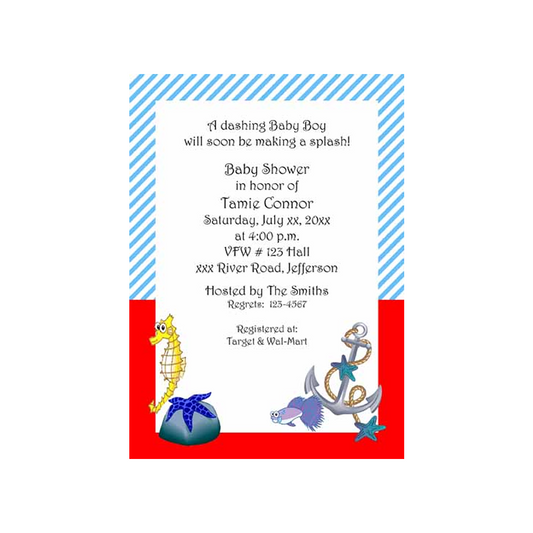 ANCHOR AND SEA LIFE CUSTOM INVITATION