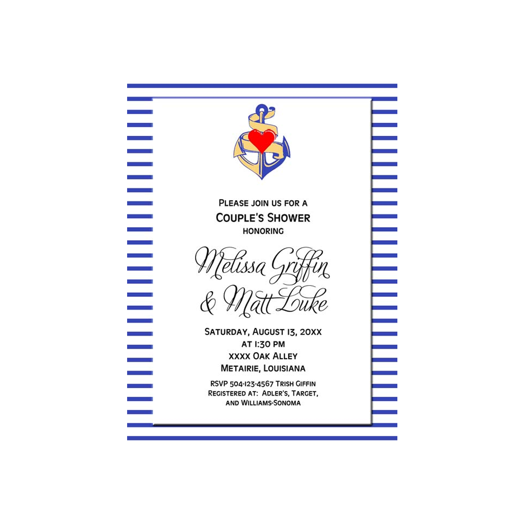ANCHOR AND STRIPES CUSTOM INVITATION