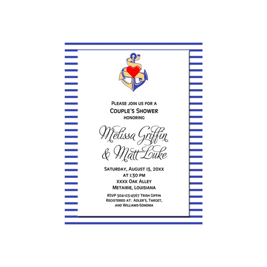ANCHOR AND STRIPES CUSTOM INVITATION