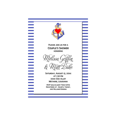 ANCHOR AND STRIPES CUSTOM INVITATION